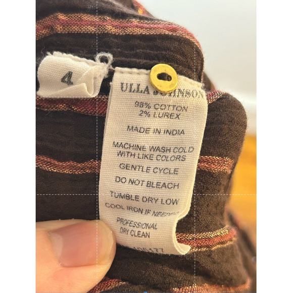 Ulla Johnson jumpsuit Elio‎ Metallic Copper Stripe Chocolate Size 4 - Picture 4 of 5